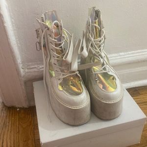 Translucent Candi Platform Boots for Festivals, Raves or Burns by Demonia